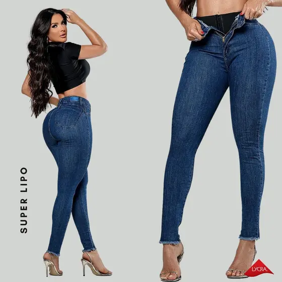 Calça Jeans Lipo Feminina Cintura Alta Empina Bumbum