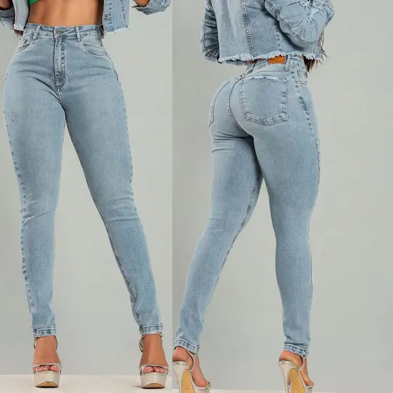Calca Mom Feminina Cintura Alta Ultra Modeladora  Jeans Claro
