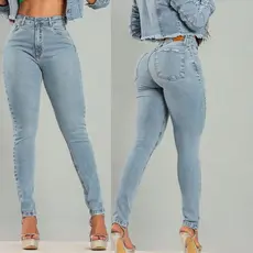 Calca Mom Feminina Cintura Alta Ultra Modeladora  Jeans Claro