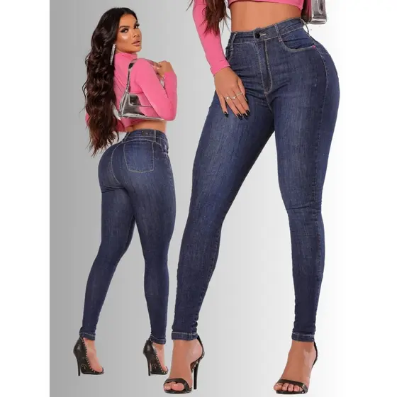Calça Jeans Feminina Skinny Super Modeladora com Ultra Lycra Empina Bumbum e Modela Cintura