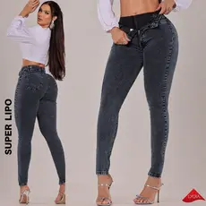 Calça Jeans Preta com Cinta Modeladora Chapa Barriga Muita Lycra Levanta  bumbum