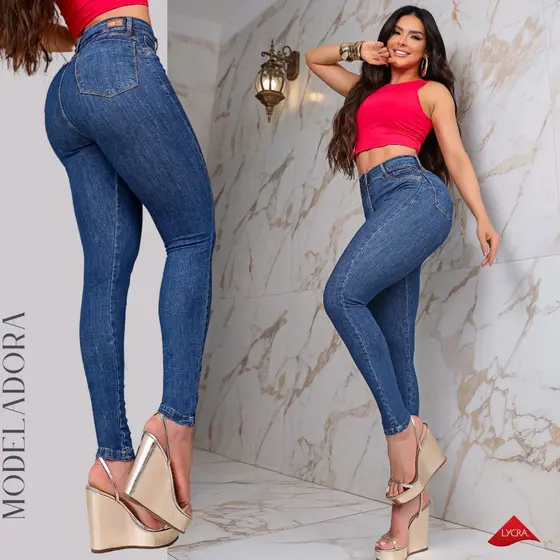 Calça Jeans com Bojo Removível, Modela e Levanta o Bumbum, Cintura Alta e Lycra Confortável