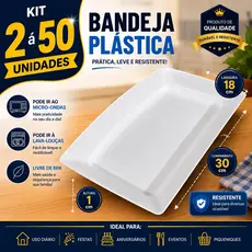 Kit até 50 Bandejas Petisqueira Plástico BRANCA/PRETA  Porções Petisco Festas Lanchonete  Churrasco