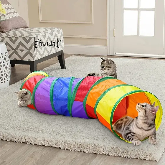 Brinquedo Para Pets Túnel Labirinto Para Gatos Colorido