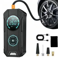 Compressor de Ar Portátil Digital Recarregável USB-C, Calibrador Profissional para Pneus Automotivos