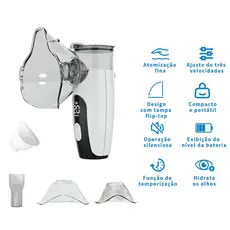 Nebulizador Portátil, Inalador Silencioso Ultrassônico, Ideal para Adultos e Crianças