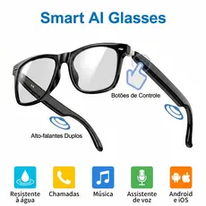 BML Óculos de áudio Bluetooth inteligentes com alto-falante AAC e proteção contra luz azul