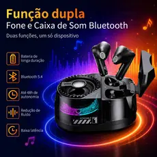 2 em 1 2026 novo TWS fone de ouvido + Caixa De Som Bluetooth PortátilCom Microfone MING Sem Fio Bluetooth 5.0