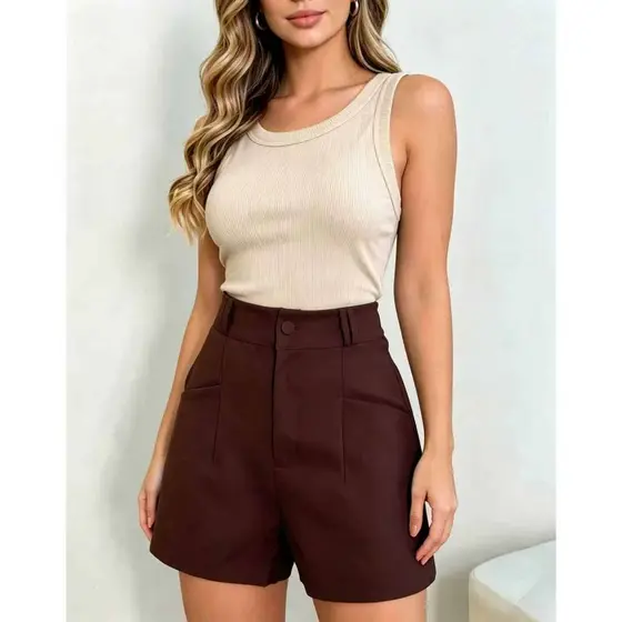 Short Social Alfaiataria sem cinto CLB Fashion Tecido De Alfaiataria Sem cinto