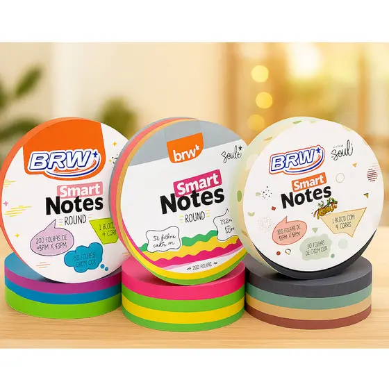 BLOCO SMART NOTES ROUND 45X45MM -200FLS - 1BLOCO