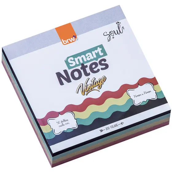 BLOCO SMART NOTES CUBE 76X76MM - VINTAGE -200FLS - 1CUBO