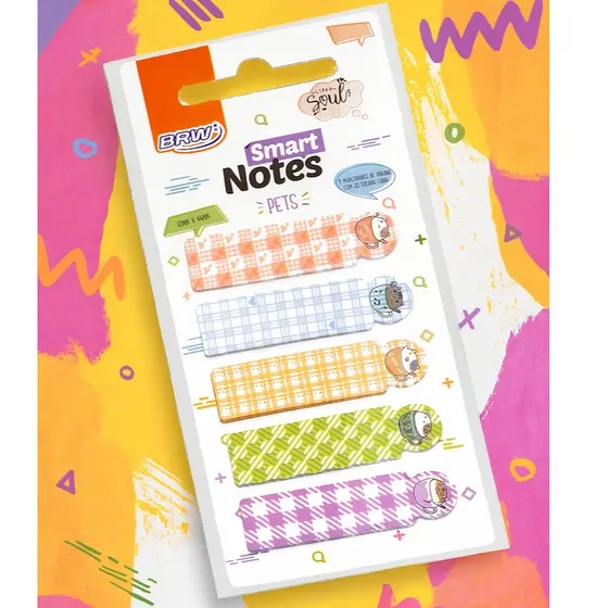 MARCADOR DE PÁG. SMART NOTES PETS 12X44MM - 20FLS - 5MARC.