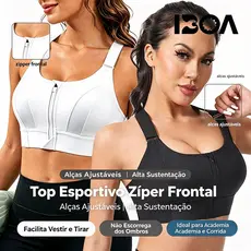 Top Academia Sutiã Esportivo Ajustável Com Zíper Frontal sutiã superior de fitness para ioga
