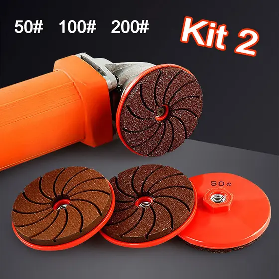 Kit 2/3 Disco Rebarbador Úmido E Seco De 100 Mm Para Polimento De Bordas De Cerâmica, Mármore, Cimento E Metal.