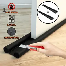 Veda Porta Protetor Rolinho 90Cm Impermeável Proteção Dupla Preto e Marrom