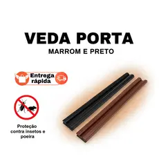 Veda Porta Protetor Rolinho 100Cm Impermeável Proteção Dupla Preto e Marrom