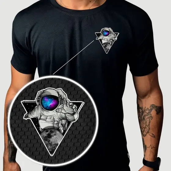Camisa Dry-Fit Masculina -  camisa ASTRONAUTA 01 Academia, Corrida TREINO crossfit musculação anti-odor