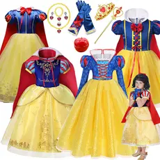 Meninas Princesa Vestido Branco De Neve Para Crianças Traje De Aniversário Rainha Vestidos Cosplay Roupas De Festa Traje