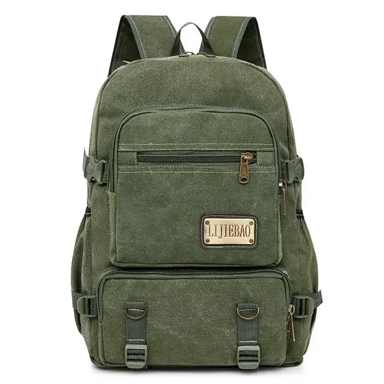 Mochila de Lona Vintage Estilosa Vários Compartimentos Viagem e Estudos 2501