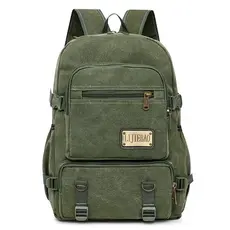 Mochila de Lona Vintage Estilosa Vários Compartimentos Viagem e Estudos 2501