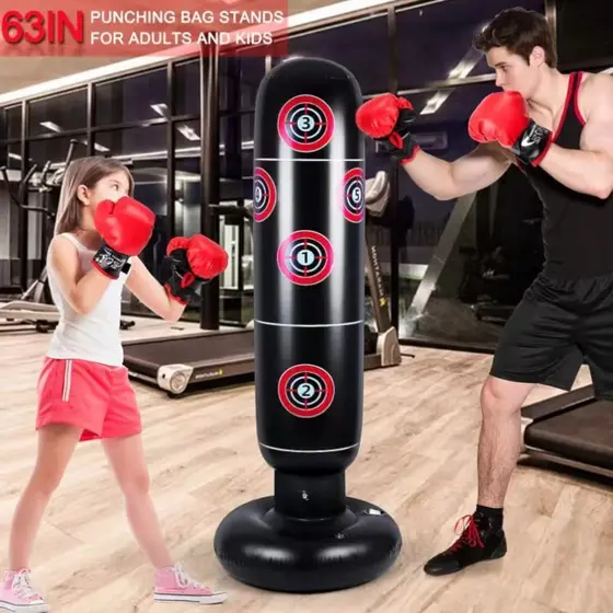 Saco Boxe Infantil Inflavel Joao Bobo Com Luva Treino Luta C/ Bomba de Ar--2615