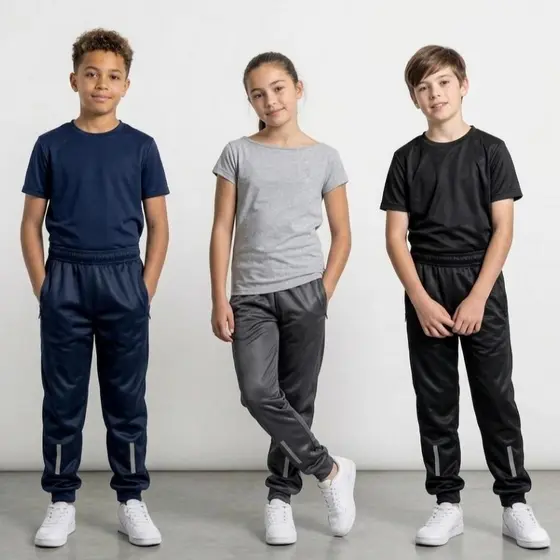 Kit 3 Calças Unissex Escolar Infantil Juvenil Preta Cinza e Azul Escola Inverno Chimpa Flanelado Jogger