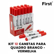 Kit 12 Canetas Marcador Quadro Branco Vermelho WinPaper Escritório Escola Reuniões Aulas