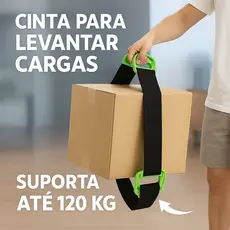 Cinta de Transporte Para Móveis Cargas Pesadas 120kg com Alças Reforçadas Ajustáveis – Preta