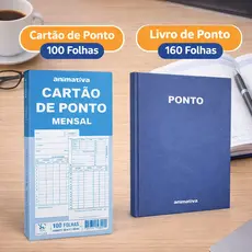Livro Controle de Ponto 160 ou 100 Folhas/Cartão de Ponto Mensal 100 Fls RH Func Empregada Doméstica