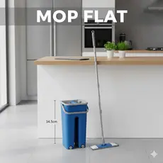 Mop Flat Esfregão com Balde Lava Seca (Duas Águas) 2 Refis Rodo Mágico Inox Limpeza Fácil Clean Tech