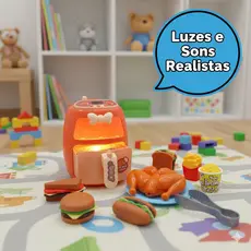 Air Fryer Infantil Brinquedo C/ Luzes E Acessórios Comidinha Kit Cozinha Presente Menino Menina