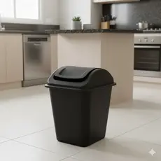 Cesto Retangular c/ Tampa Vai e Vem 20L Preto Reforçado Banheiro Cozinha Escritório Area Externa Bar