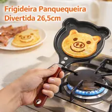 Frigideira Panquequeira Divertida Antiaderente Cabo Ergonômico fácil de limpar café manhã divertido