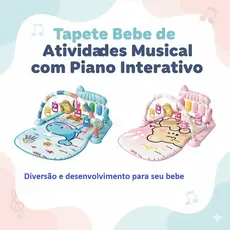 Tapete de atividades infantil Bebê Musical com Piano Interativo  + 3 meses - Rosa ou Azul - Presente