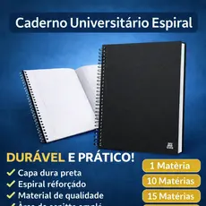 Caderno universitário Espiral 20 Matérias - 20/15/10/1 matérias Preto Espiral pautado