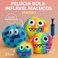 Pelúcia Bola Inflável Malucos 23cm com Bomba Funn Ball Brinquedo Infantil Divertido Sortido