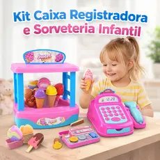 Kit Caixa Registrado + Sorveteira Infantil Comidinhas de Brinquedo Menina Completo Divertido