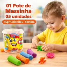 03 Potes de Massinha 05 unidades 75gr Coloridas - Sortido Criatividade Habilidades Manuais