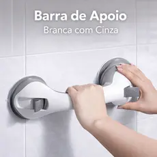 Barra de Apoio - Branca com Cinza Multiuso sanitário banheiro Idosos deficientes físicos gestante