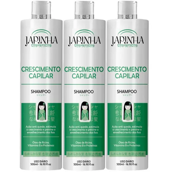 Kit 3 Shampoo Fios Mais Fortes, Queda Menos + Crescimento Capilar