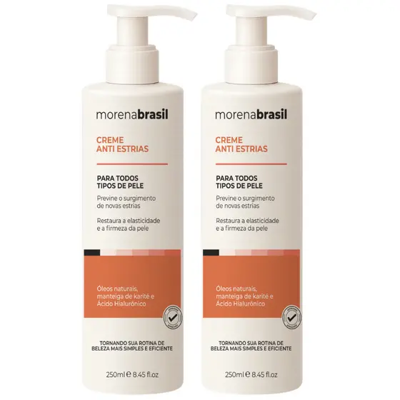 Kit 2x Creme Anti Estrias Morena Brasil - Com Ácido Hialurônico e Óleos Naturais