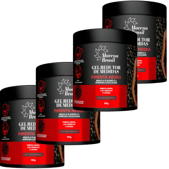 Kit 4X Gel Redutor de Medidas Pimenta Negra Morena Brasil
