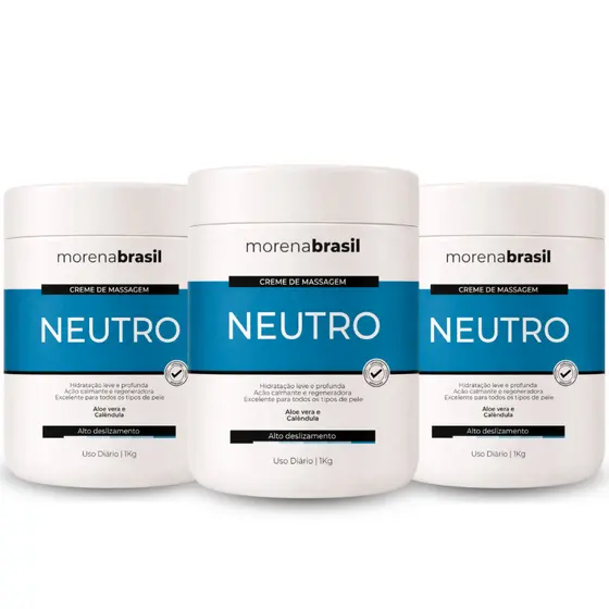 Kit 3x Creme de Massagem Neutro Profissional - Alto Deslizamento e Hidratação