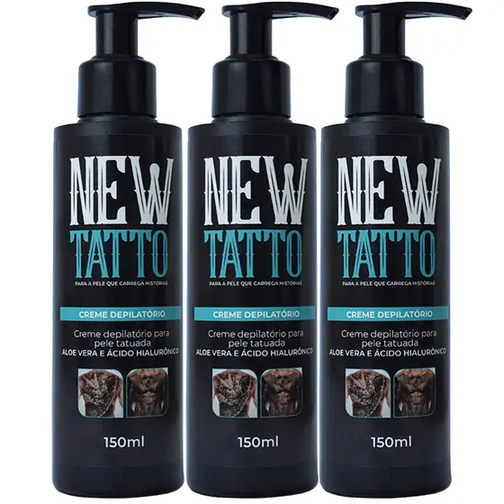 Kit Creme Depilatório New Tatto - Depilação Rápida, Hidratação e Proteção para Pele Tatuada