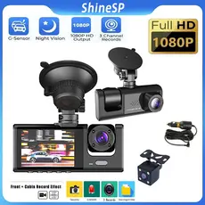 3 Lens DVR Vehicles Security Camera 1080P Video Recorder Record Front, Inside and Rear View