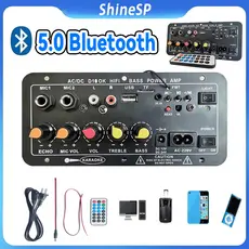 110V 220V 12V Digital Bluetooth Placa Amplificadora Subwoofer Microfone Duplo Karaokê Amp Alto-falante Home Theater