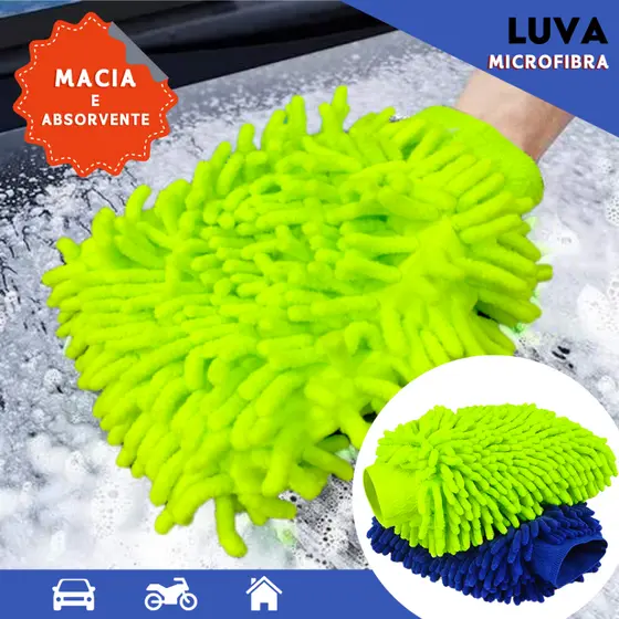 Luva de Microfibra para Limpeza de Carros, Móveis e Outras Superfícies - Multiuso - Mazzal