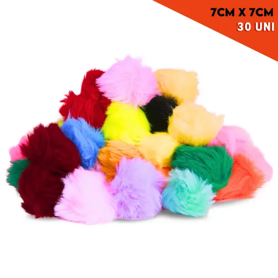 Pompom - Pelúcia 70 Mm - 30 Unidades - Diversas Cores - Mazzal
