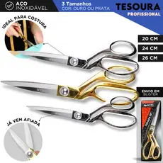 Tesoura Dourada de Uso Profissional para Costureira - Tapeceiro Forjada Alfaiate - Mazzal
