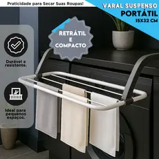 Varal para Janela Retrátil Secador De Roupas Dobrável com Ganchos | | Mazzal